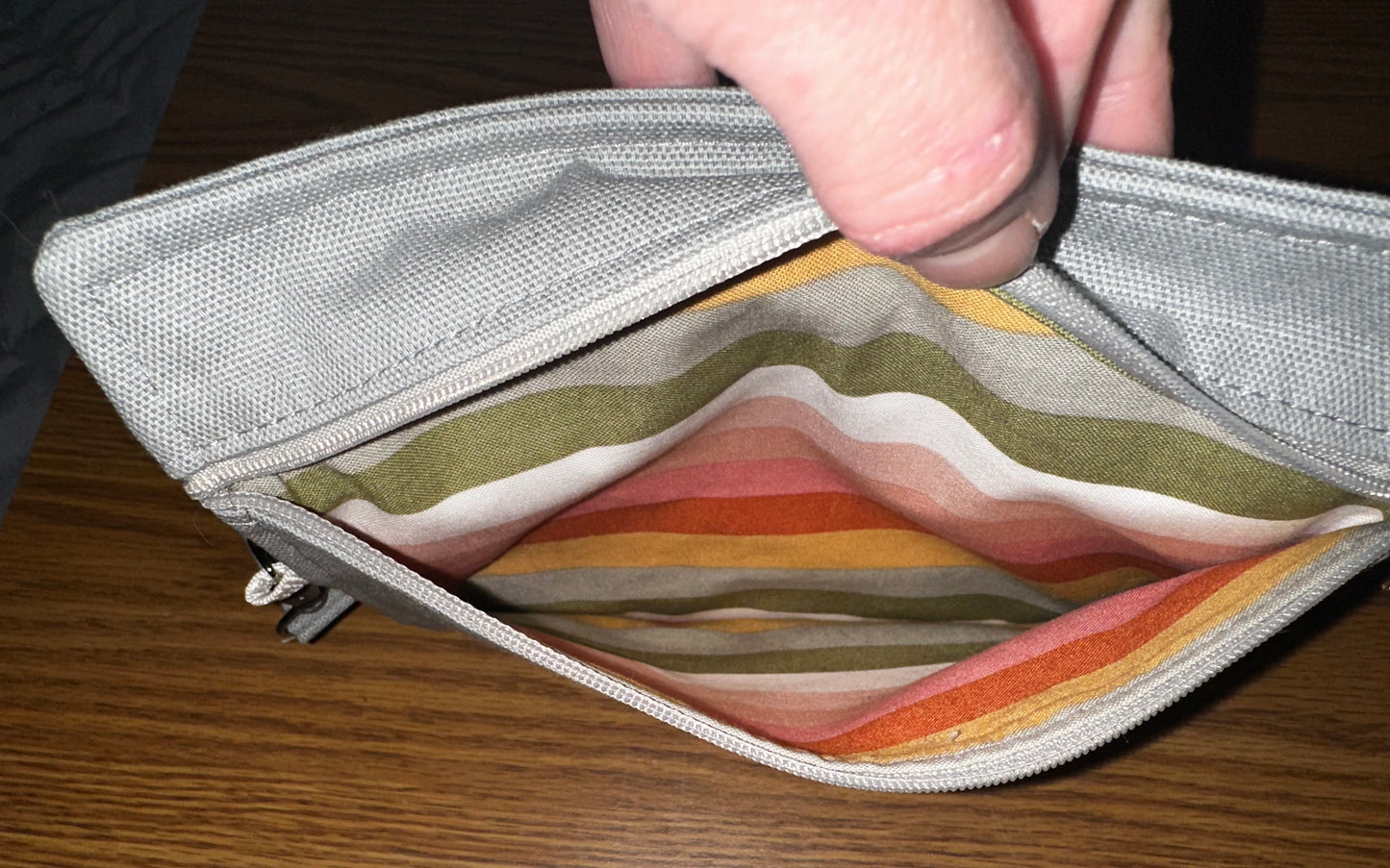 Penny Pen Pouch-Gray and Stripes