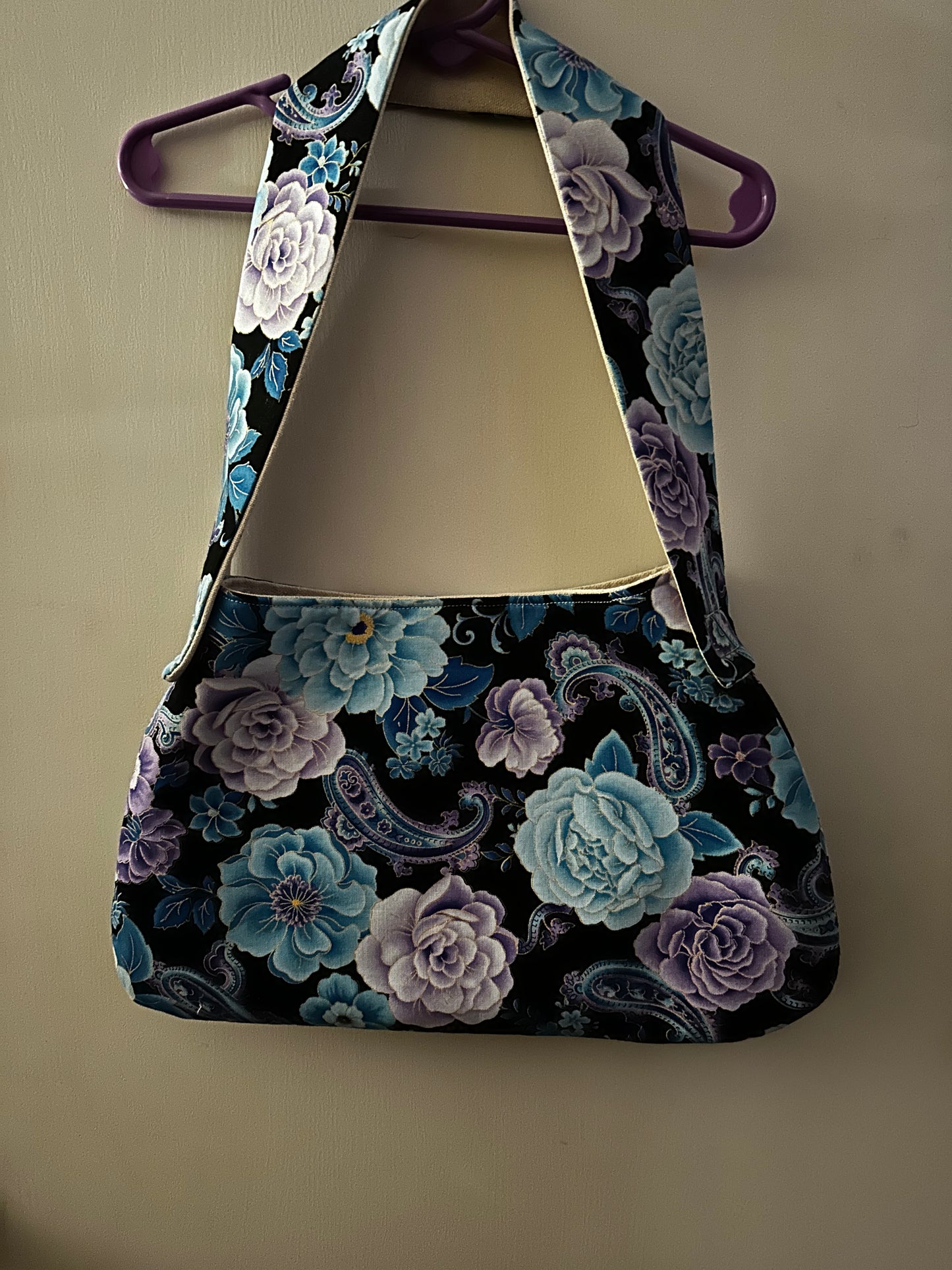 Small Baguette Purse-Lavender and Blue Floral Paisley